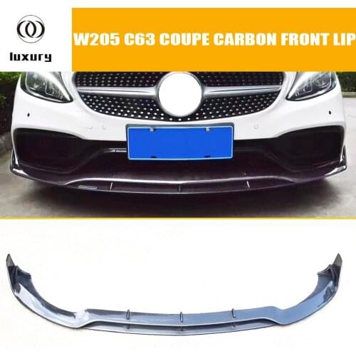 C205 C63 AMG Carbon Fiber Front Lip for Benz W205 C63 C63s AMG Coupe 2DR 2015 - 2018 Auto Racing Car Styling Front Lip Diffuser