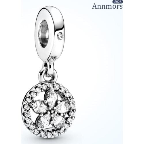 Flowers Heart Pendant 925 Sterling Silver Fits Pandora Charms Bracelets for Woman Girl Beads Gifts for Women Necklace