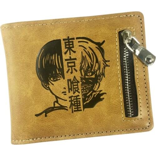PU Casual Wallet Anime Tokyo Ghoul Mens Zipper Leather Poucht Note Compartment Credit Coin Photo Holder Women Men Purses