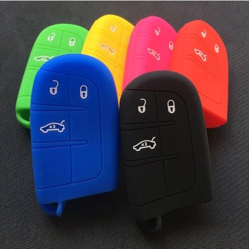 Slicone Car Key Cover Case Key Chain Key Chain Protector For Jeep Grand Cherokee Chrysler 300C Renegade Fiat Freemont 2018