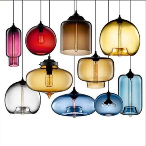 Modern Led Pendant Lights Nordic Loft Colourful Glass LED Pendant Lights Lighting Living Room Restaurant Bedroom Light Fixtures