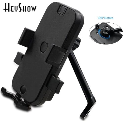 Bicycle/Motorcycle Rearview Mirror Mobile Phone Stand Holder 360 Degree Rotation Motorbike/Bike Handlebar Bracket For Cell Phone