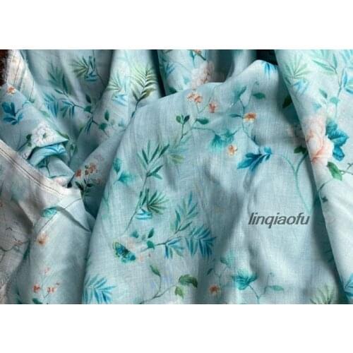 High-quality plant flower ramie printing garment fabric