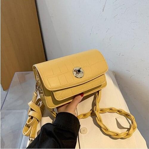 Solid Color Small PU Leather Flap Bags For Women 2020 Simple Shoulder Handbags Female Travel Crossbody Bag With Rope Belt