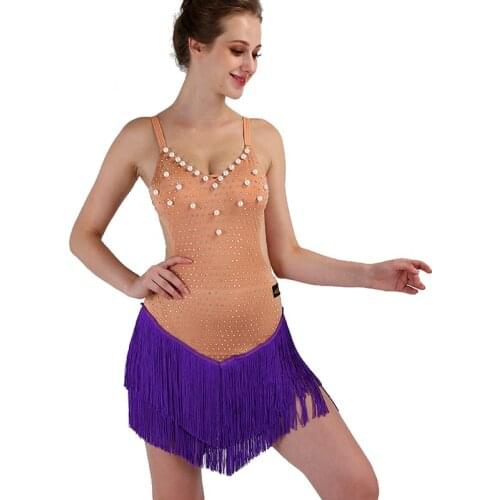 Tassel latin dress women latin dance competition dresses salsa dress samba costumes latin practice dress fringe dance wear woman