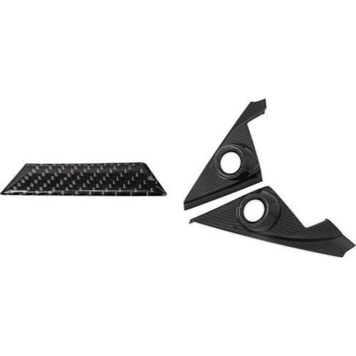 1Pcs Carbon Fiber Passenger Airbag Light Trims Decoration Cover & 2Pcs Front Door Speaker Window a Pillar Cover Trim