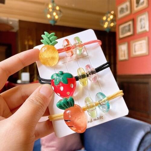 1PC New Cute Cartoon Fruit Candy Color Princess Headwear Kids Elastic Hair Bands Children Ropes Girls Accessories Baby Headdress