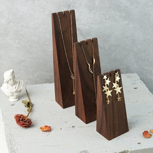 Dark Brown High-end Black Walnut Wood Necklace& Bracelet & Earring Display Stand Storage Photo Props Jewelry Display Stand 1Pc