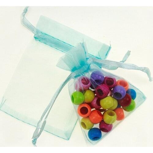 10*15cm 100pcs Light Blue Gift Bags For Jewelry/wedding/christmas/birthday Yarn Bag With Handles Packaging Organza Bags