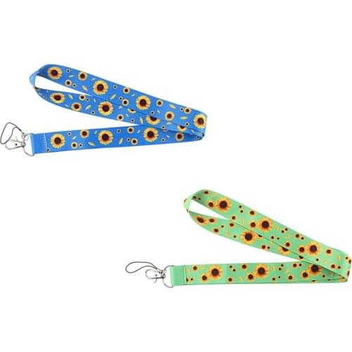 10pcs/lot J1596 Cartoon Women Style Sunflower Plant Neck Straps Lanyards For Keys ID Card Pass Gym Mobile Phone DIY Badge Holder