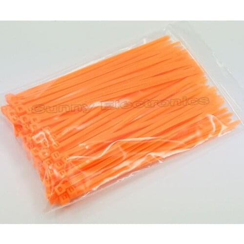 100pcs 2.5x100mm 4" Nylon Plastic Zip Trim Wrap Cable Loop Ties Wire Self-Locking Orang cable ties