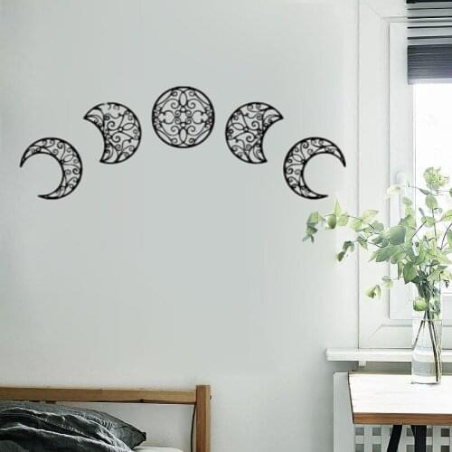 2pcs Creative Wooden Moon Phase 3D Wall Sticker Home Living Room Wall Decoration Mural Art Decals Background Decor