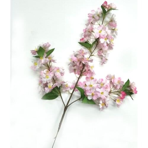 2pcs Artificial Malus spectabilis Flower Branch For Plant Wall Background Wedding Home Hotal Office Bar Decorative