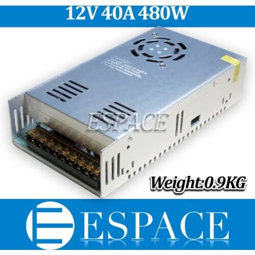 50piece/lot New Arrival 12V 40A 480W Switching Power Supply Driver for LED Strip AC 100-240V Input to DC 12V free fedex