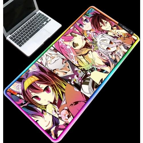 Animation RGB Mouse Pad Cut Backlight No Game No Life Personality Colorful Lovely Desk Pad for Anime Cartoon Fans and Gamer