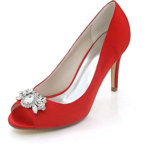 Creativesugar satin evening dress heels open toe slip on lady shoes with queen crystal charm clip gold champagne wedding pumps