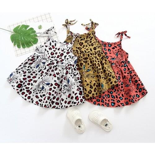 12M-4Y Toddler Baby Kid Girls Leopard Dress Sleeveless Casual Overalls Summer Children Girls Costumes with Headband