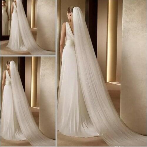 Latest Looking of New Arrival 2T 3M Soft Long Bridal White/Ivory Veil Wedding Cathedral With Comb