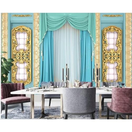 Wallpaper photo 3 d custom mural European style light luxury golden palace style in the living room Wallpaper for walls in rolls