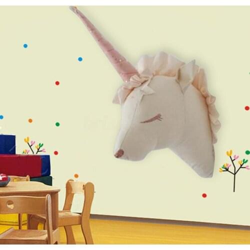 JX-LCLYL 250*200*550mm 3D Cute Wall Mount Unicorn Head Hanging Door Wall Artwork Kids Room Decor