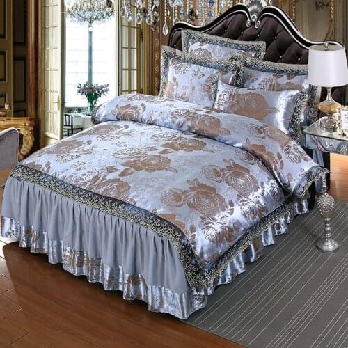 Home Textile Bedding Set Jacquard Lace Duvet Cover Bed Skirt Set 4pcs Bedspread European Bed Cover Luxury Bedclothes King Queen