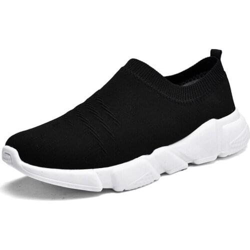 Men Women Casual Shoes Flat Fashion Slip On Knit Low Top Sneakers Non-Slip Breathable Lightweight Comfortable Plus Size 34-47