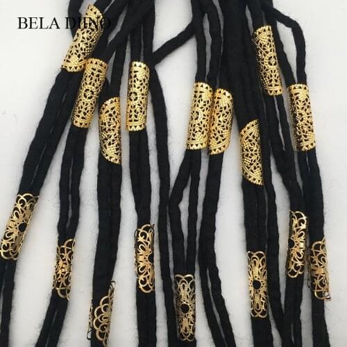 20PCS Round Adjustable Gold Metal Hair Tube Beads Rings Cuffs Hair Accessories Dreadlocks Cuff Clip Hair Jewelry for Braids