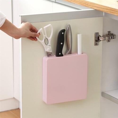 Kitchen Accessories Hidden Wall Knife Holder Knife Block Plastic Storage Rack Stand for Kitchen Knives Shelf Chef Knife Bag