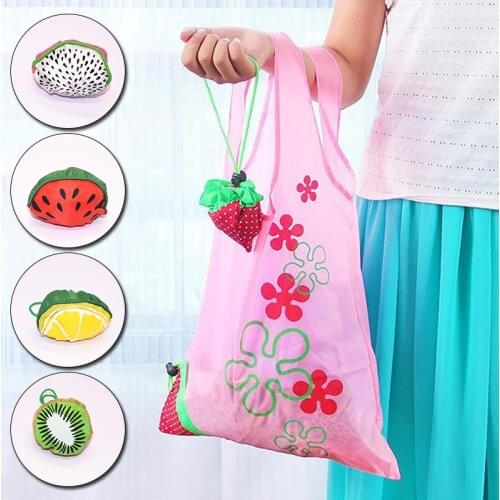 Fruit Printed Storage Handbag Reusable Folding Shopping Bags Travel Grocery Bag Polyester Large Capacity Home Eco Tote Pouches