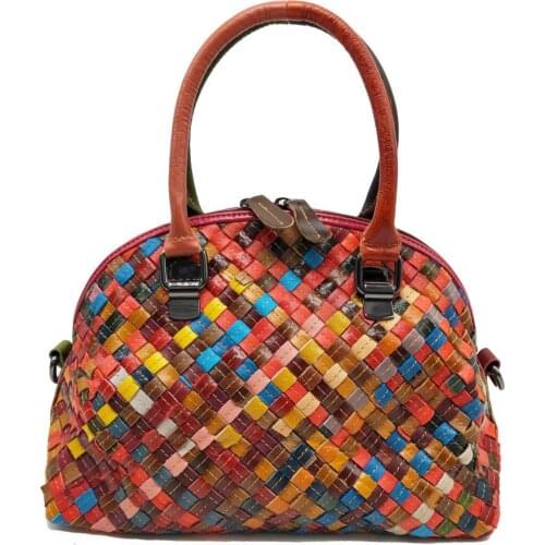 2020 New Womens Leather Bags Hand-Woven Sheepskin Handbag Womens Bag