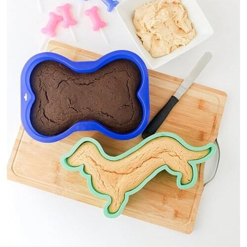Non-stick Silicone Mold Dog Bone Shape Cake Pan For Puppy Dog Birthday DIY Pastry Art Pan Bakeware Baking Tool