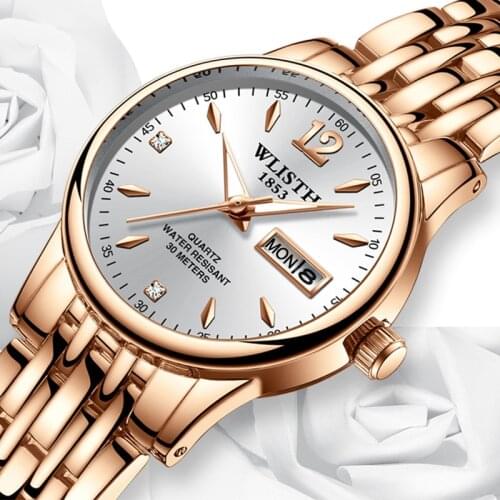 Relogio Feminino WLISTH Women Dress Watch Rose Gold Fashion Ladies Wristwatch Auto Week Date Quartz Clock Female Luxury Watches