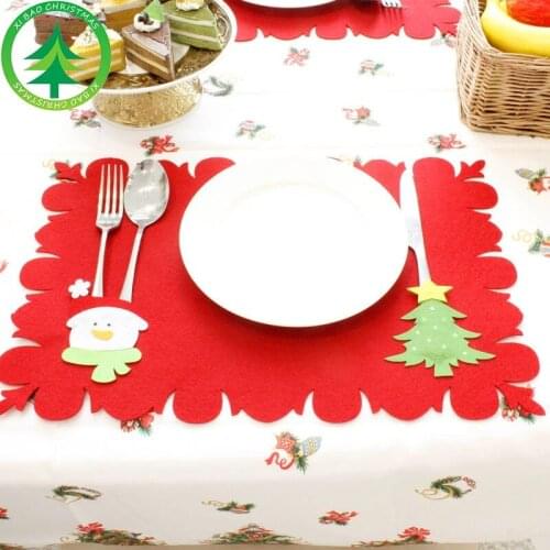 Christmas Decorations Cartoon Table Mat Knife Fork Pockets Non-woven Fabrics Santa Claus Snowman Table Mat New Year Decorations