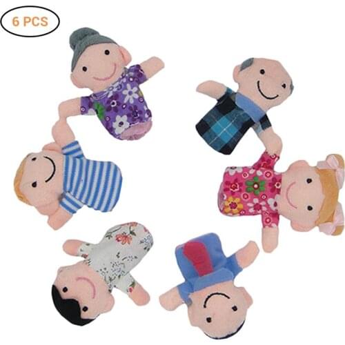 Cute Family Finger Puppets Cloth Doll pack of 6 Cotton Plush Boys Girls toys Baby Educational Story Hand Puppet Doll Toys Gifts