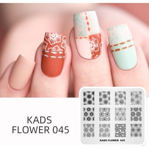 KADS Flower 045 Stamp Plate Image Template Blossom Style Stamping Plate Manicure Nail Stencil Tool Templates Decorations Stamp