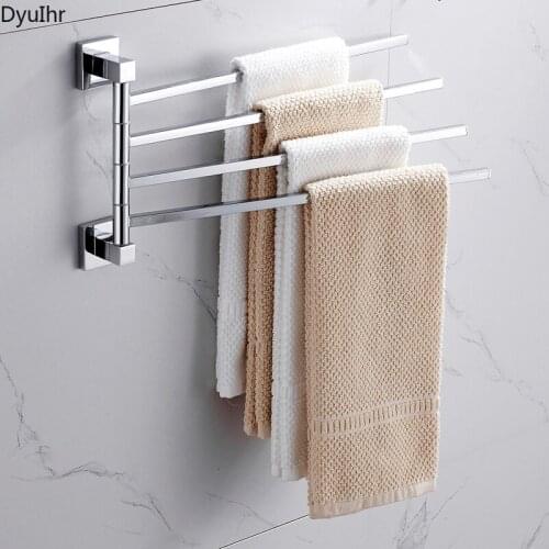 Stainless Steel 2/4 Swivel Towel Bars Hanger Bathrobe Towel Rack Holder Wall Mounted Rotatable Bathroom Accessories DyuIhr