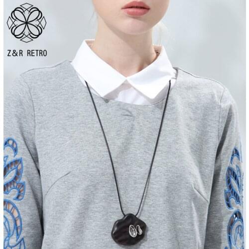 Vintage Jewelry Long Necklaces for Women Chokers Handmade Wooden Sandalwood Sweater Rope Chain Fashion Gift for Friends 2021 New