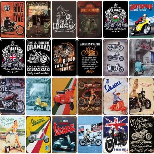 Vintage Metal Tin Poster of Legend Motorcycles Blood Sweat & Gears Biker Grandad Biker Attitude for Garage Plate Bar Decoration