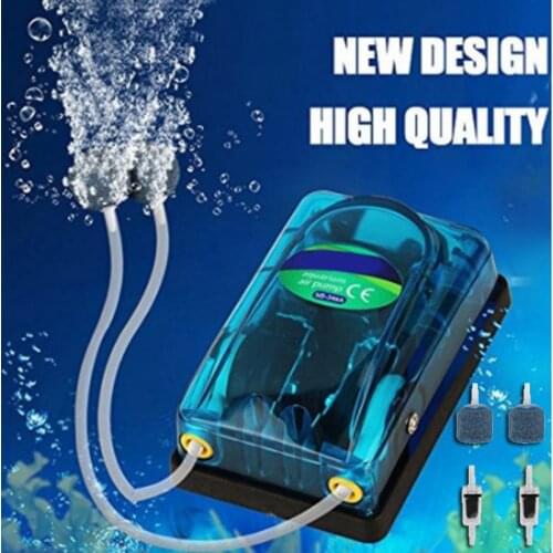Aquarium Fish Oxygen Air Pump Single/Double Outlet Transparent Mute with Antiskid Foot SB-348A SB-248A CLH@8