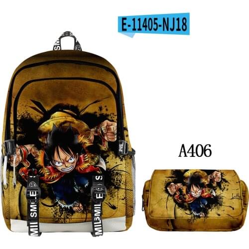 Japan Anime One Piece Boys Girls Cartoon Schoolbag Backpack Two-piece Teenager Students Oxford Waterproof Backpack