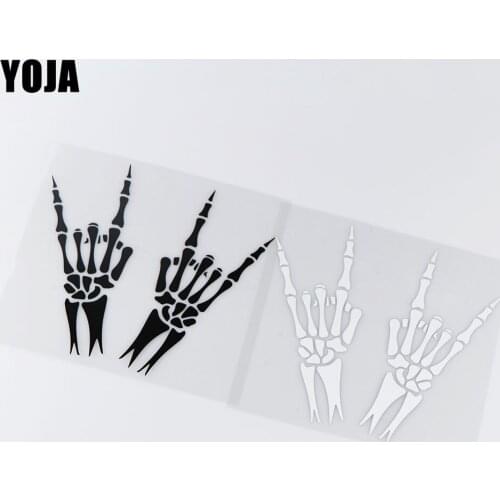 YOJA 17.2X16.4CM Gesture Skeleton Hands Funny Car Stickers During Window Decoration ZT4-0137