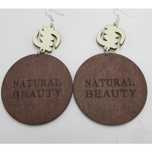 Women Newest Natural Beauty Word Wood Earrings