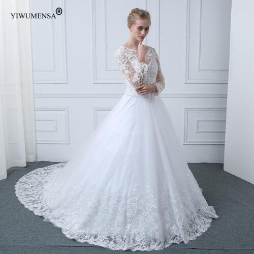 Romantic Crystals Beading Design Ball Gown Wedding Dresses 2020 Plus Size See Through Tulle Marriage Bride Dress Vestidos Novia