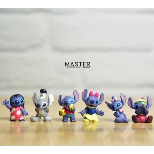 1Set/6PCS 2.5-3cm Stiletto Stitch dress up Mary cat Mickey Winnie series doll model ornaments collection ornaments
