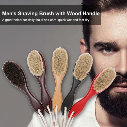 1Pc Mens Shaving Brush Barber Salon Men Facial Beard Cleaning Appliance Shave Tools Razor Brush with Wood Handle Random Colors