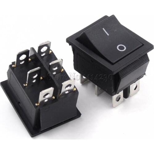 10Pcs KCD4-201 25X31mm 6 Pin 2 Position 16A 250V 20A 125VAC ON-OFF DPST Snap in Black Big Rocker Switch