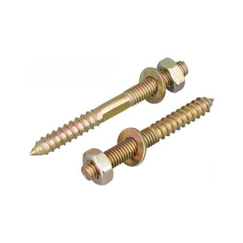 10pcs M6 color zinc double head teeth self-tapping screws nut washer combination furniture connector screw bolt 40mm-60mm long