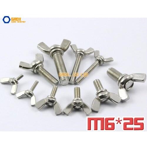 10 Pieces M6 x 25mm 304 Stainless Steel Wing Bolt Butterfly Screw Bolt