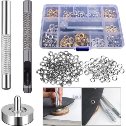 120pcs/box Newest Grommets Clothing Metal Eyelets Button Set High Quality DIY Leather Craft Eyelet Button with Tool Kit