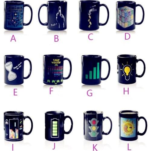 2018 New Fashion creative black glaze Color Changing Cup Creative Gift Cup Coffee Drink bulb Mug 9 Colours Available